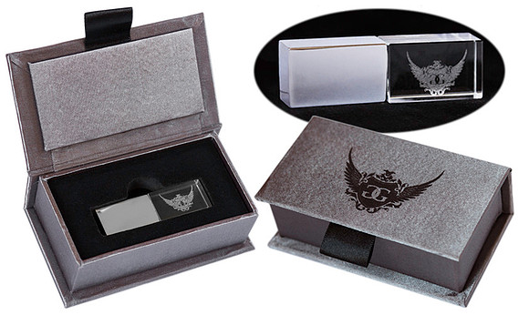 Crystal Flash Drive with Satin Box